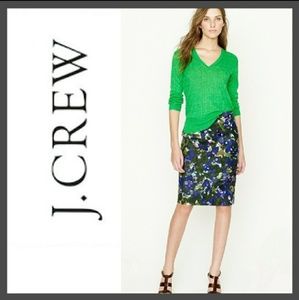 J. Crew No. 2 Pencil Green Floral Skirt Size 6
